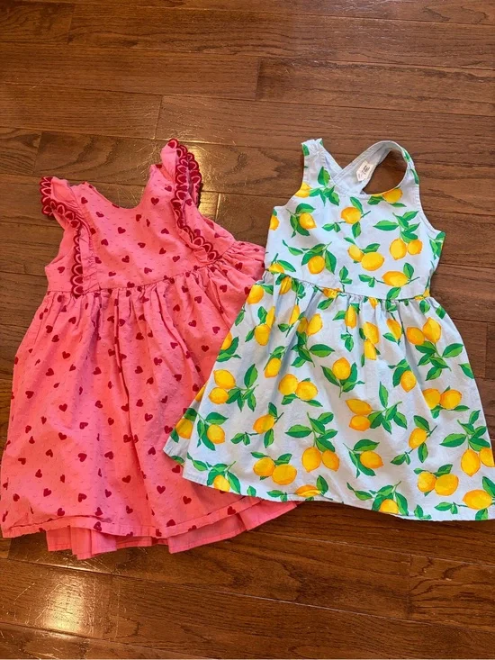 GAP Pink Heart Print Sundress & GAP Lemon Print Cotton Dress