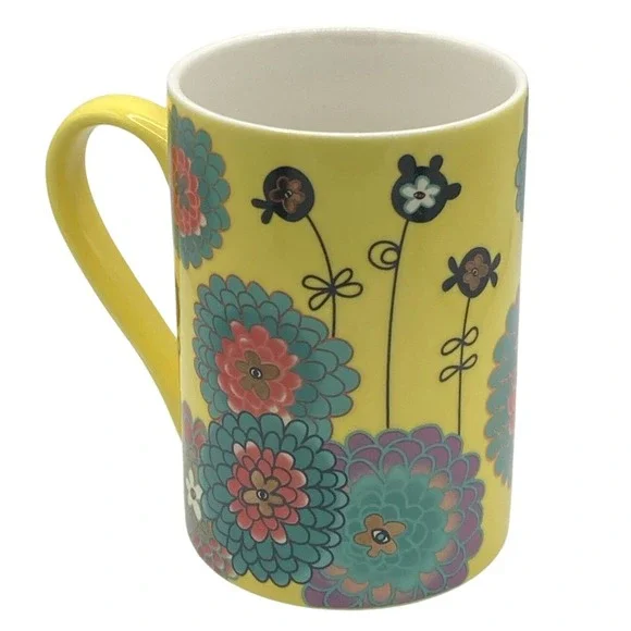 Pylones Crea Crea Design Bright Yellow Flower Floral Ceramic Coffee Mug‎ Cup