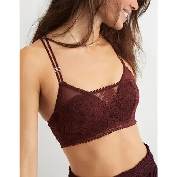 NWT Aerie Women's Royal Berry Real‎ Power Wireless Push Up Joy Lace Bra Size 34B