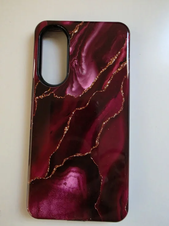 Maroon Marble Protective Phone Case - Unbranded