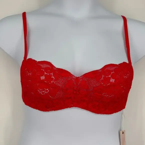 We Are HAH Demi Lace Hook Up Underwire Bra Blood Orange (Red) C 30–38 NWT