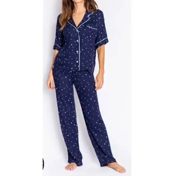PJ Salvage Women's Midnight Blue Sky Pajama Set Size M