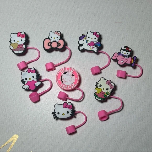 NEW BOUTIQUE SANRIO HELLO KITTY 8 Cute Design Straw Topper Stanley Tumblers