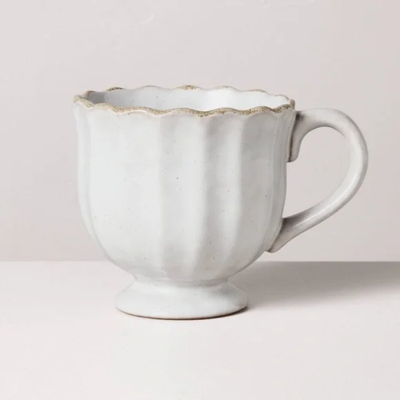 12oz Scalloped Edge Ceramic Mug w Foot Sour Cream-Hearth & Hand Magnolia