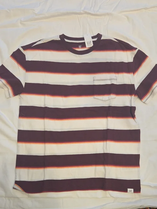 GAP Boy’s Purple, White & Orange Stripe Pocket Tee