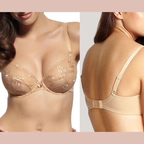 NWT Panache [ 38D‎ US ] Superbra Tango Plunge Bra  Nude #U1684