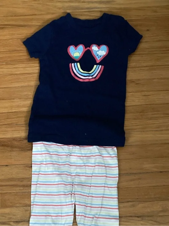 GAP Navy Top with Heart Sunglasses and Rainbow Pajama Set