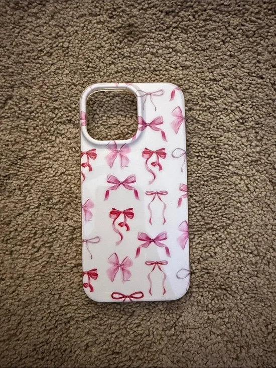 Pink Bow Pattern Phone Case - White Background