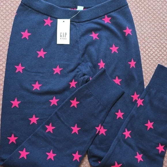 GAP Kids Dark Blue Leggings with Bright Pink Stars