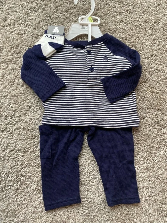 GAP Baby Navy & White Striped Pajama Set