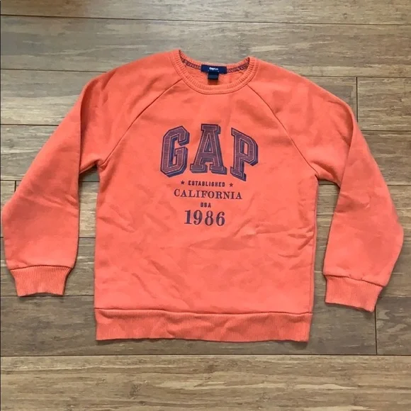 ☀️ 3/$36 or 2/$30  GAP Boys Sweatshirt Orange/Navy Sz Small
