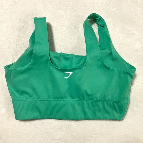 Gymshark Longline Sports Bra Women's Size Medium Tropic Green Square Neck