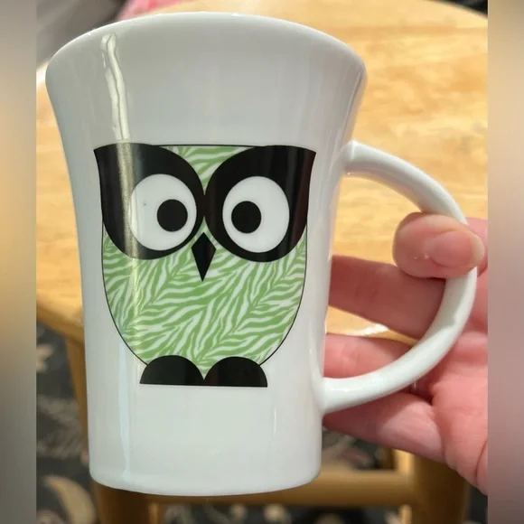 Tara Reed Designs Green Owl Mug Retro Style Kawaii
