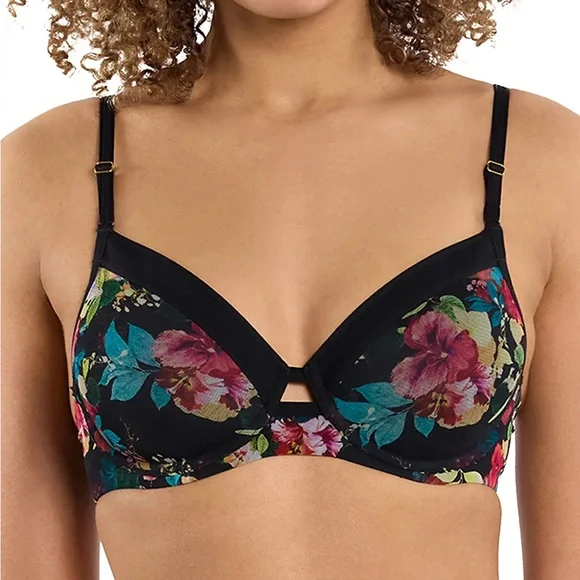NWT Hanky Panky Lined Mesh Hi Apex Bra Floral Size 36B Botanic Romantic