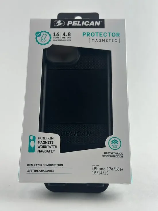 Pelican Protector Magnetic iPhone 17e/16e/15/14/13 Black MagSafe Case NWT