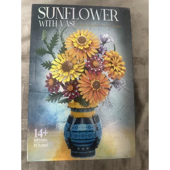 Asoulin Sunflower‎ With Vase Flower Bouquet Building Blocks Set 1065pcs 14+ New