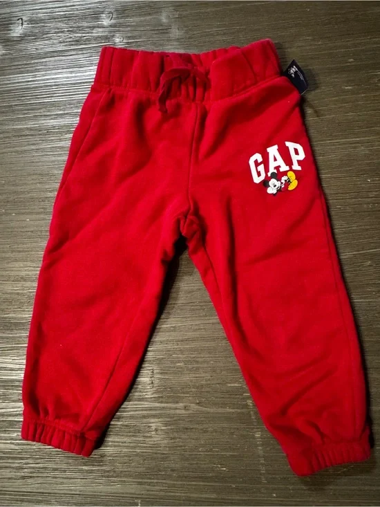 GAP Red Kids Sweatpants with Mickey Accent