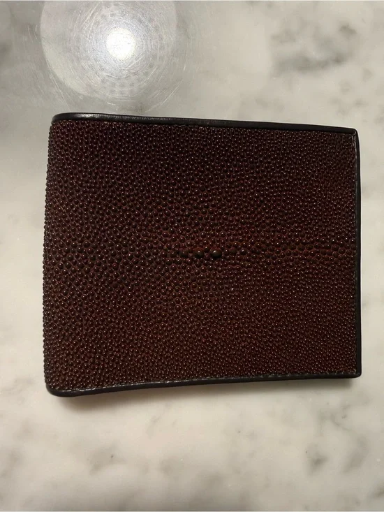 Brown Stingray Shagreen Texture Men's Bifold Wallet