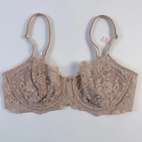 Victoria's Secret Dream Angels Nude Lace Unlined Uplift Underwire Bra 36D NWT