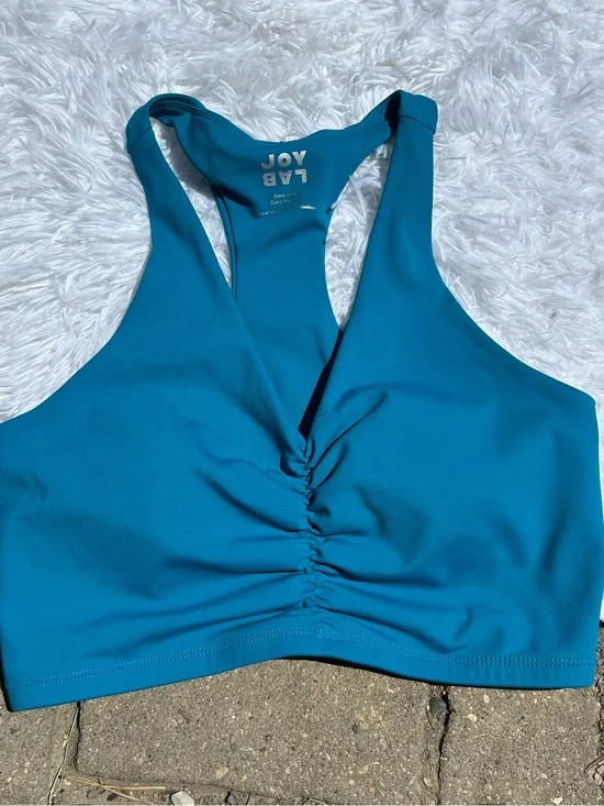 JoyLab Teal Ruched Racerback Sports Bra
