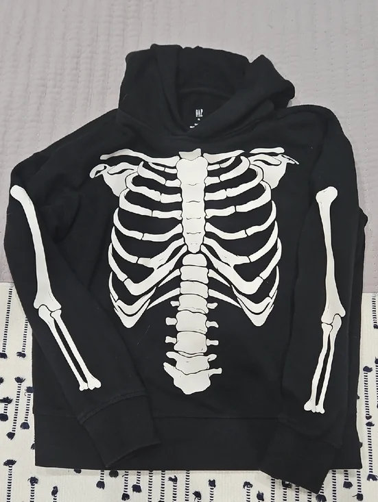 GAP Kids Black Hoodie with White Skeleton Graphic