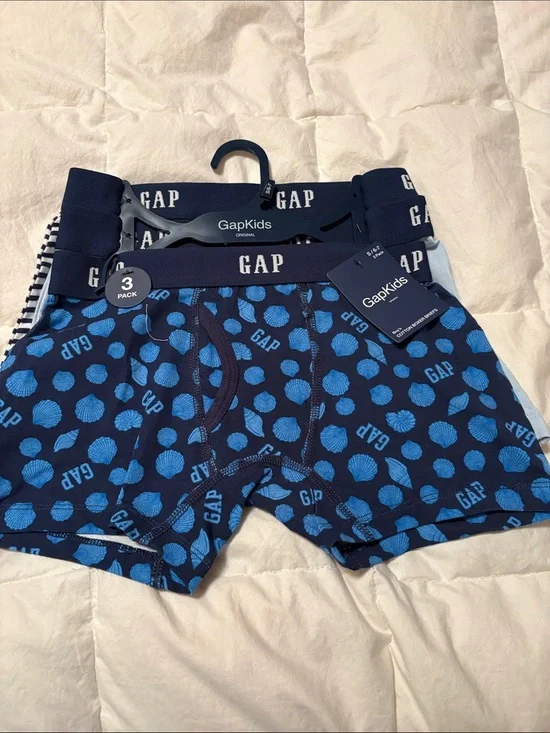 GAP Kids Navy and Light Blue Shell Print Boxer Briefs 3-Pack