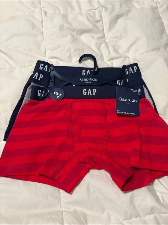 GAP Red Striped Boxer Briefs with Navy Waistband - 3 Pack