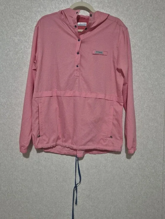Columbia Pink Hooded Pullover PFG Anorak Windbreaker..Size:M