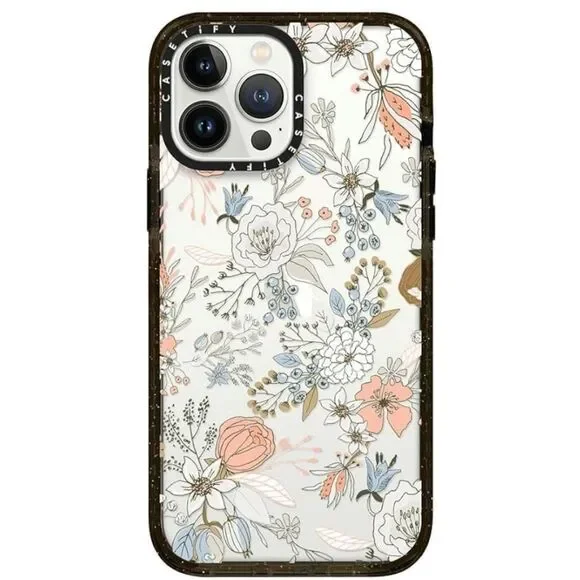 CASETiFY Impact iPhone 13 Case Protect Abstract Modern Coral Clear Black