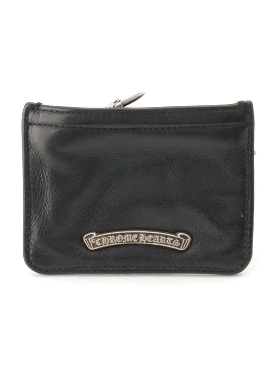 Chrome Hearts Zpr Chng Zipper Change Purse Heavy Leather Scroll Label Dagger
