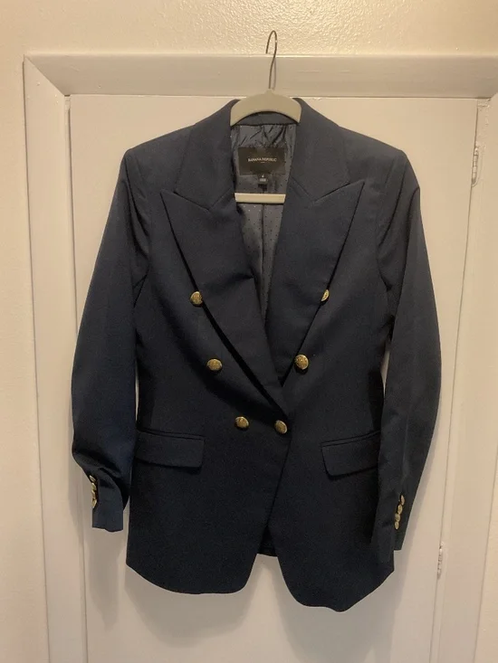 Banana Republic Fitted Blazer, Size 6, Navy Color