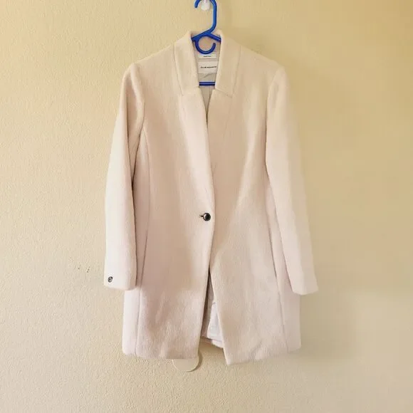Club Monaco Wool Mohair Blend Pink Coat Small Single Button Lined Quiet Luxury