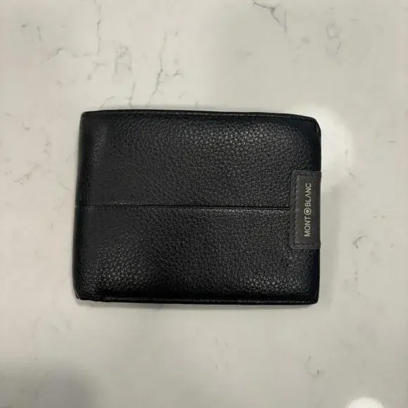 Montblanc Bifold Wallet Mens One Size Leather Black Luxury Suede Lining EUC