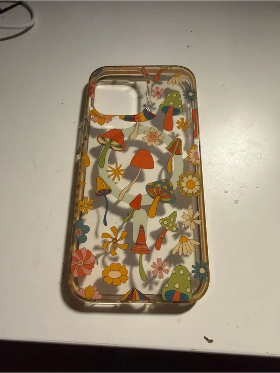 iphone 14 pro max Clear Floral & Mushroom Phone Case - Multicolor