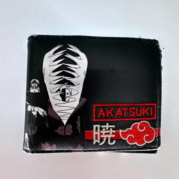 Naruto Shippuden Akatsuki Bifold Wallet Black Faux Leather Ninja Anime Graphic