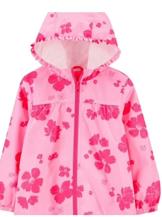 NEW! Carter’s Pink Floral Lined Windbreaker Jacket 24 Months 2T Coat Hood NWOT