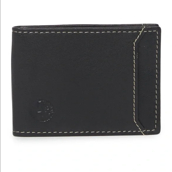 TIMBERLAND BLIX LEATHER WALLET WITH MONEY CLIP BLACK NWOT