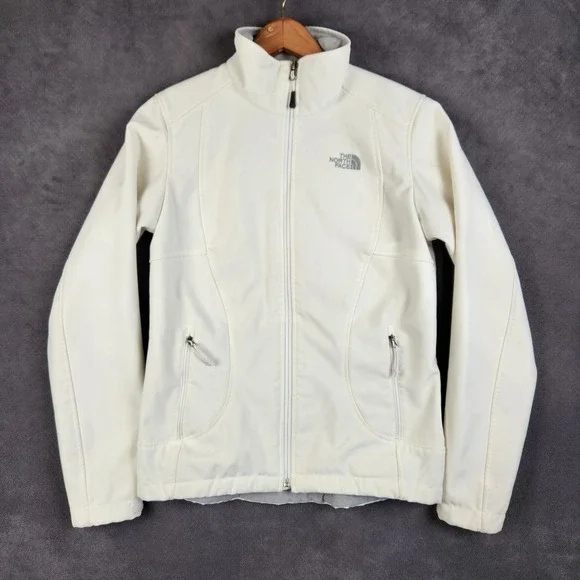 The North Face Apex Jacket Womens Small Cream Fleece Lined Softshell‎ Full Zip