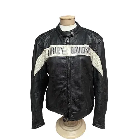 VTG Harley Davidson Womens Black Leather Jacket 2XL