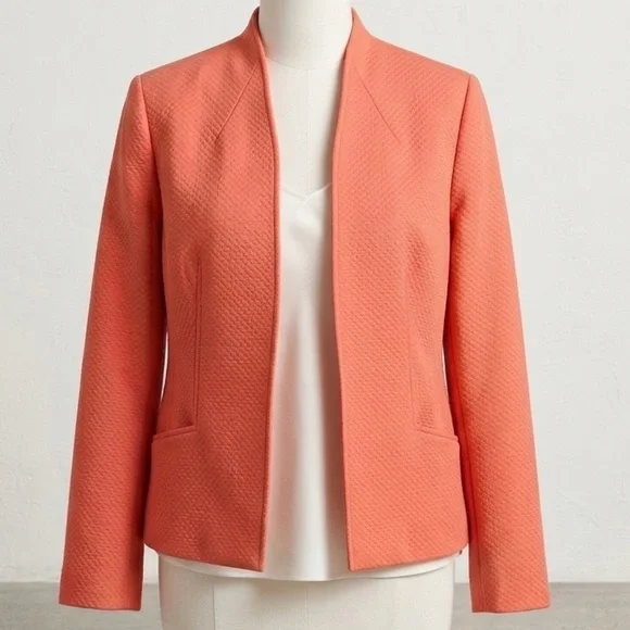 LOUBEN pink /salmon textured,open front jacket, blazer size 6