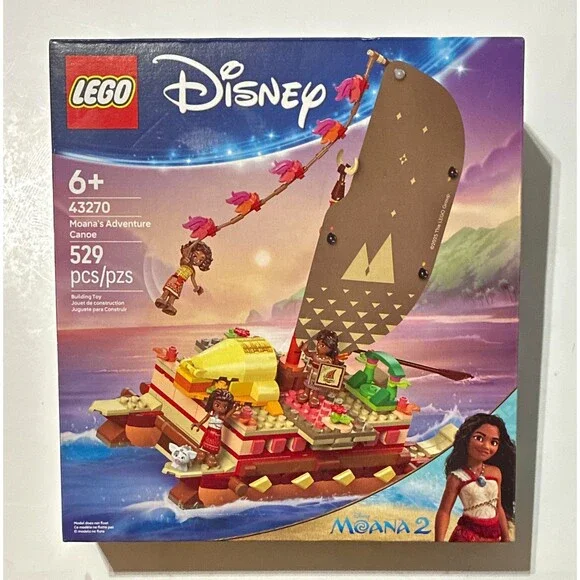 LEGO Disney Moana 2 Moana’s Adventure Canoe 43270 New Sealed 529 Pieces
