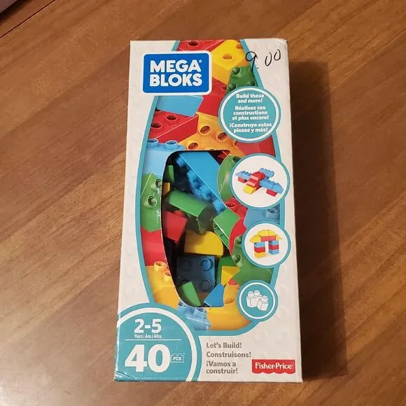 NEW Mega Bloks Let's Build 40 Piece Building Set Fisher-Price New Unopened Box