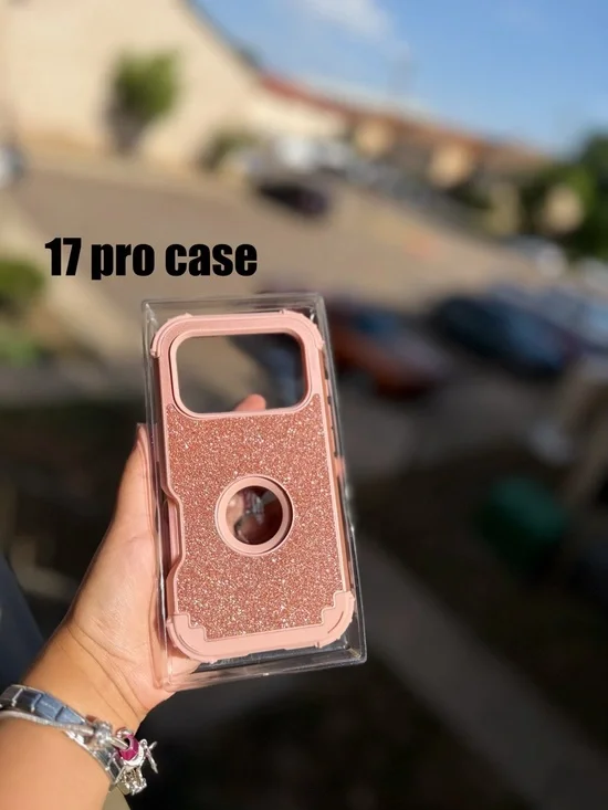 Rose Gold Glitter Case for iPhone 17 Pro - Protective Sparkle Cover