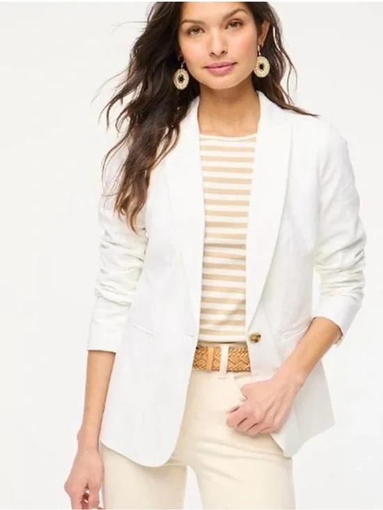 Evan Picone black label women’s 8,‎ linen blend blazer 1 button front closure