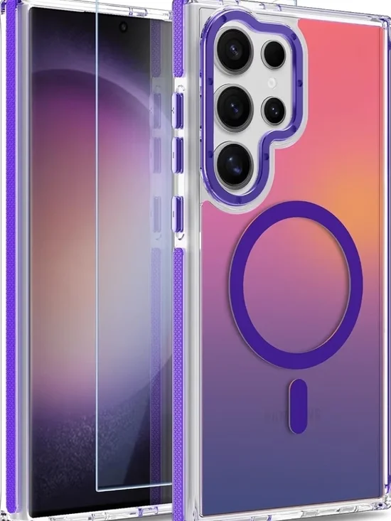 Purple Gradient MagSafe-Compatible Phone Case with Ring - Brand S21 Fe