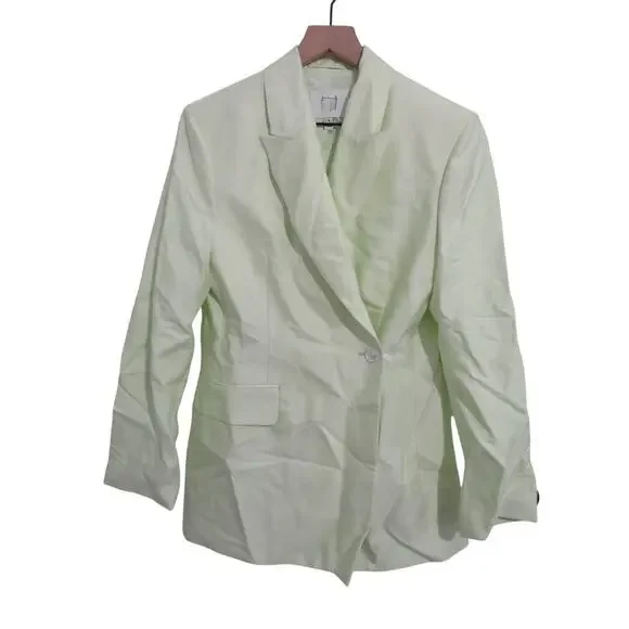 Banana Republic Sz 4 Light Green Hourglass Linen Blend Blazer Jacket Career