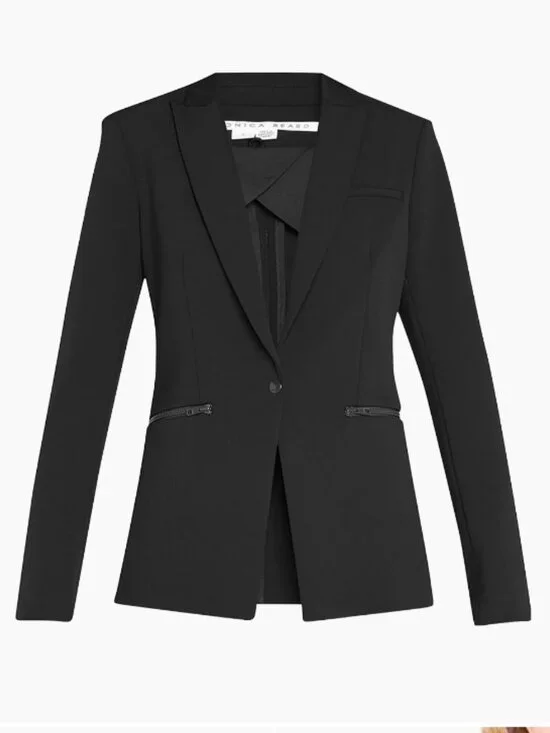 VERONICA BEARD I Classic Black Core Scuba Single-Breasted Jacket Blazer, 8