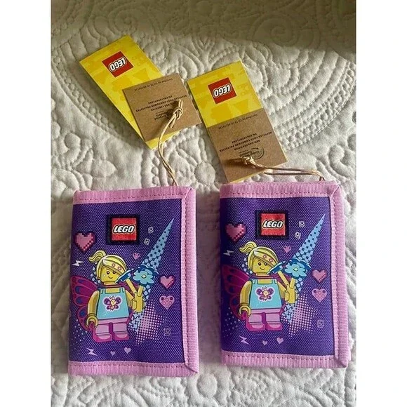LEGO Trifold Wallet, Kids Butterfly Girl Wallet , with Clear ID Window NEW X2