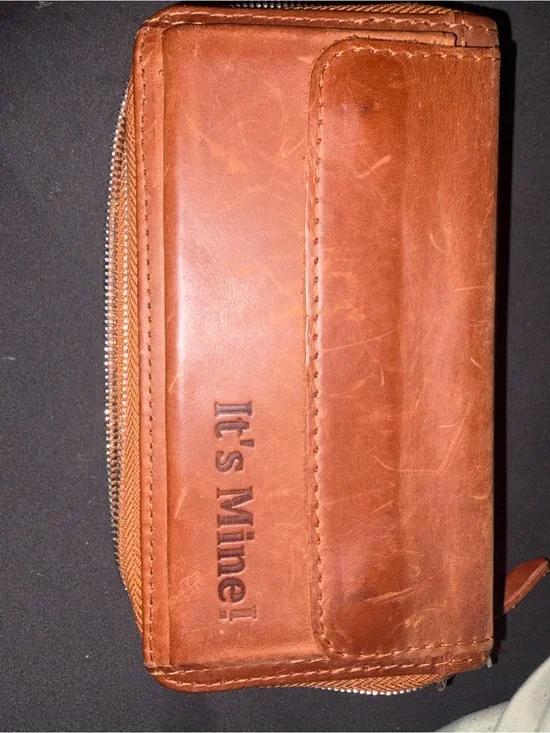 Brown Leather Men's Zip Wallet