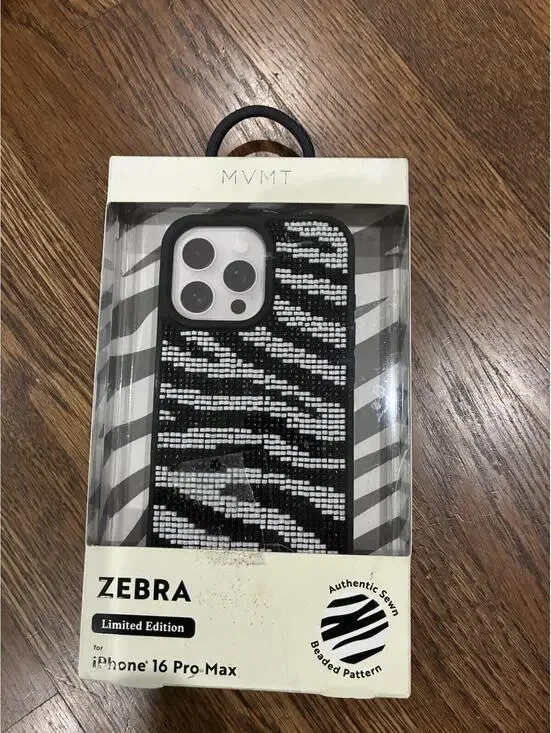 MVMT Zebra Beaded iPhone 16 Pro Max Case - Limited Edition Authentic Sewn Design